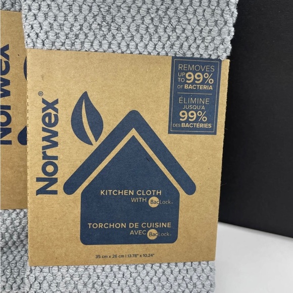 Norwex Kitchen Towel & Cloth Set Diamond Textured Graphite Gray Denim Bl… - Picture 2 of 9